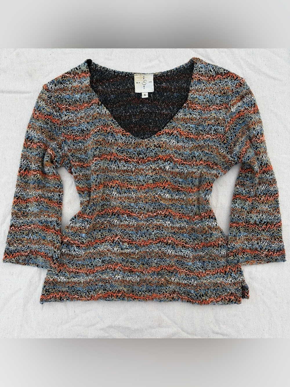 Vintage 90s Six Degrees Striped Sweater Top, Y2K Grunge Whimsygoth Streetwear